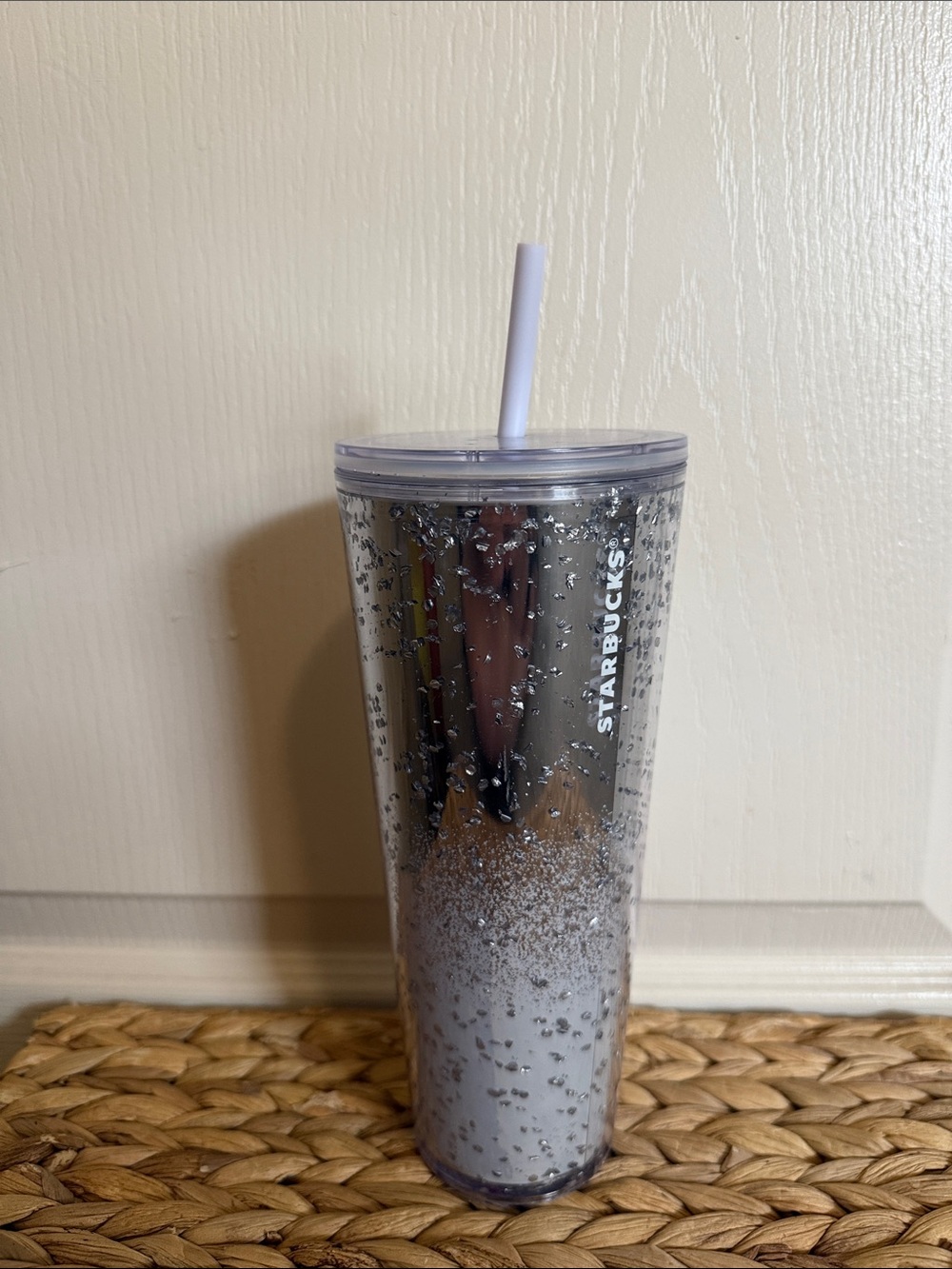 Starbucks 2022 Holiday Silver Glitter 24 Oz. Cold Cup